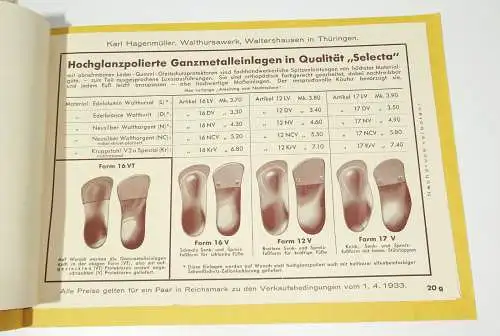 Katalog Hagenmüller Walthursawerk Waltershausen Orthopädische Schuheinlagen 1932