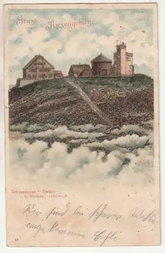 Litho Ak Gruss aus dem Riesengebirge Schneekoppe 1903 (A3530