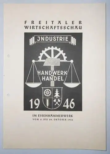 Ehren Urkunde 1946 Teilnahme erste Freital er Wirtschaftsschau Foto ! (D8