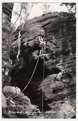 Foto Ak Brand Seiergucke Sächsische Schweiz Kletterer Bergsteiger 1965 (A3291