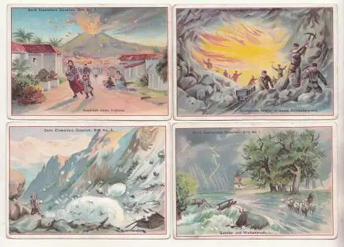 4 x Kaufmannsbild Elementare Gewalten 1 2 3 & 4 um 1900 ! (A1915