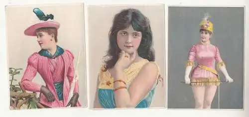 Etiketten Damen Portraits 3 Stück um 1900 deko Schmuckpapier