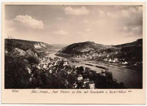 Walter Hahn Dresden Ak 8561 Stadt Wehlen an Elbe mit Rauenstein 1961 DDR 