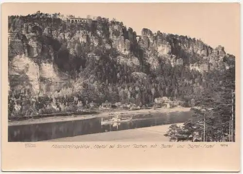 Walter Hahn Dresden Ak 3878 Elbetal bei Kurort Rathen mit Bastei Hotel