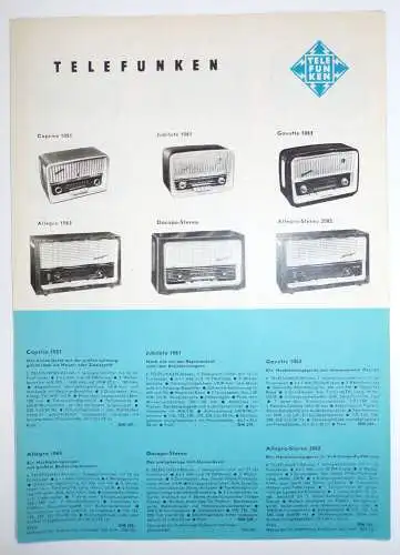 Telefunken Prospekt Radio 1959 Rundfunk Empfänger