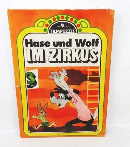 Progress Puzzle Hase und Wolf im Zirkus DDR Spielzeug Nu Pagadi 