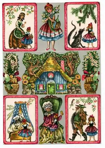 Oblaten Bogen  Rotkäppchen und der Wolf Märchen Planet Verlag 1977 scraps 
