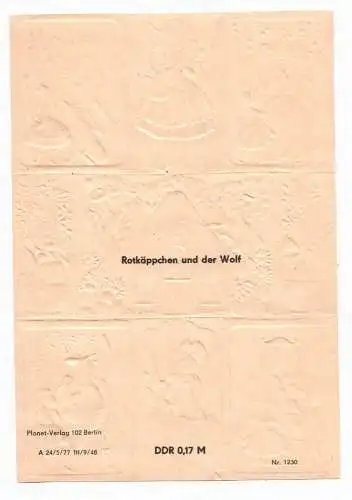Oblaten Bogen  Rotkäppchen und der Wolf Märchen Planet Verlag 1977 scraps