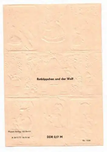 Oblaten Bogen  Rotkäppchen und der Wolf Märchen Planet Verlag 1977 scraps 