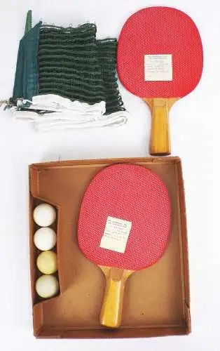 Tischtennis Set Lu Schläger Netz Bälle DDR 1950er 1960er Vintage