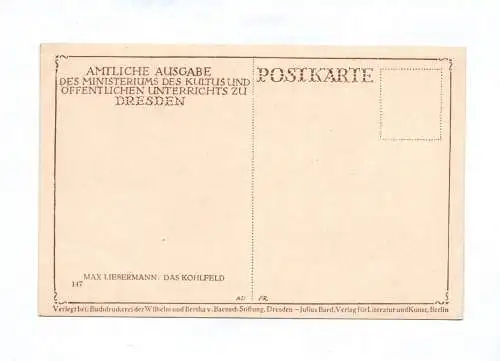 Künstler Ak Max Liebermann Das Kohlfeld Gemälde Druck um 1910