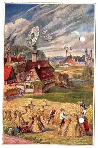 Reklame Ak Athlet Stahl Windturbinen Windrad Stromerzeugung 1920er 