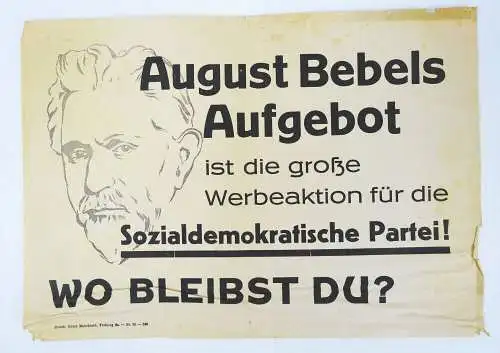 Flugblatt August Bebel Aufgebot Sozialdemokratische Partei