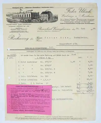 Litho Briefkopf Remscheid Vieringhausen Fedor Ulisch Gas Wasser Installation 