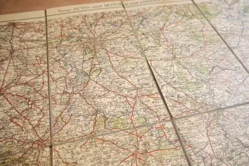 Alte Landkarte Auto Motorradfahrer Karte Ausgabe 1929