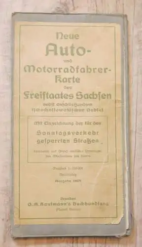 Alte Landkarte Auto Motorradfahrer Karte Ausgabe 1929