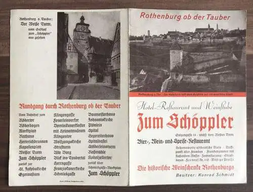 Prospekt Rothenburg ob der Tauber alter Reiseprospekt mit Karte