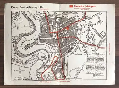 Prospekt Rothenburg ob der Tauber alter Reiseprospekt mit Karte