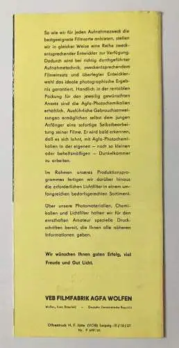 Agfa VEB Filmfabrik Wolfen Peter Klaus und Monika DDR 1961 Kamera Prospekt