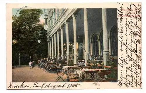 Litho Ak Zwickau Terasse am Schwanenschloss 1905 Gaststätte Biergarten