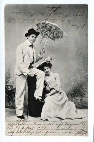 Foto Ak Mann und Frau in Anzug und Kleid Paar DR 1906