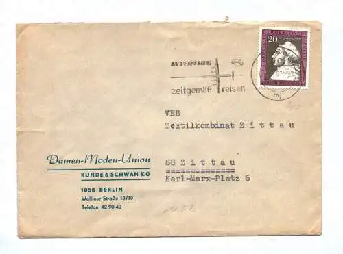 Brief Damen Moden Union DDR 1967 Berlin an VEB Textilkombinat Zittau