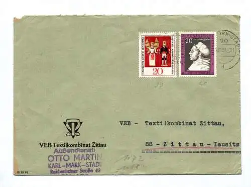 Brief VEB Textilkombinat Zittau 1967 DDR Mischfrankatur