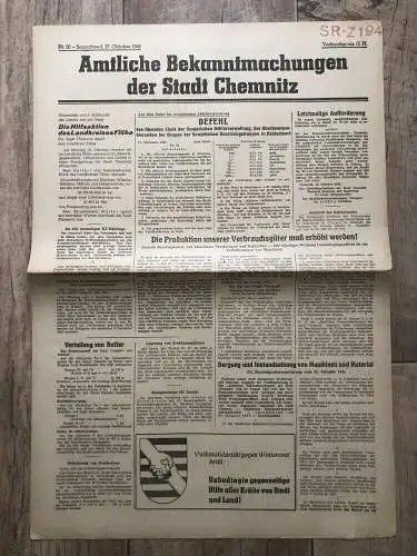 Zeitung Blatt 1945 Oktober Die Hilfsaktion des Landkreises Flöha