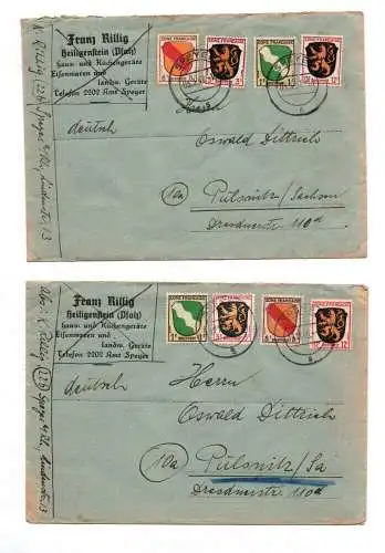 Französische Zone 2 Briefe Mischfrankatur 1946 Speyer nach Pulsnitz