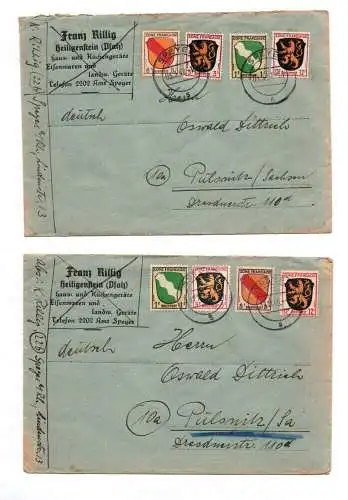 Französische Zone 2 Briefe Mischfrankatur 1946 Speyer nach Pulsnitz 