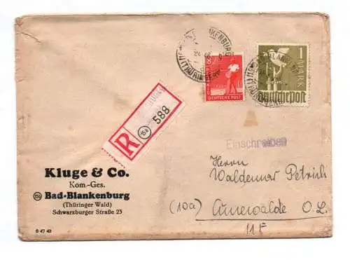 R Brief Bad Blankenburg nach Cunewalde 1948