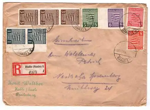 R Brief Halle Saale 1945 Provinz Sachsen 66 bis 71 Satz ungezähnt SBZ