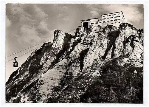 Foto Ak Bad Reichenhall Predigtstuhlbahn mit Berghotel 1961