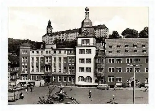 Ak Hotel zum Löwen Rudolstadt Thüringen Blick vom Marktplatz zum Schloß Heidecks