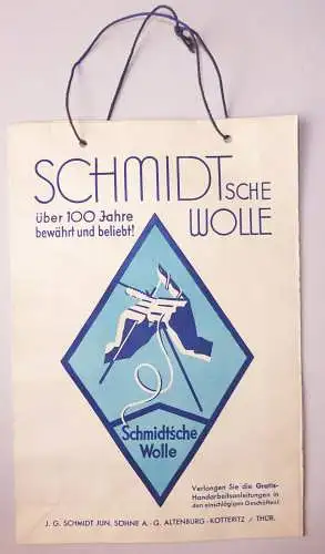 Alte Papiertüte Schmidtsche Wolle Altenburg Art Deco Laden Deko 1930er Reklame