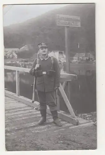 Foto Ak Landser IR45 Brücke Schild 1 Wk WW1 ! (A3941