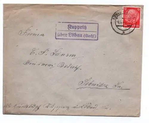 Brief Stempel Kuppritz über Löbau Sachsen 1941