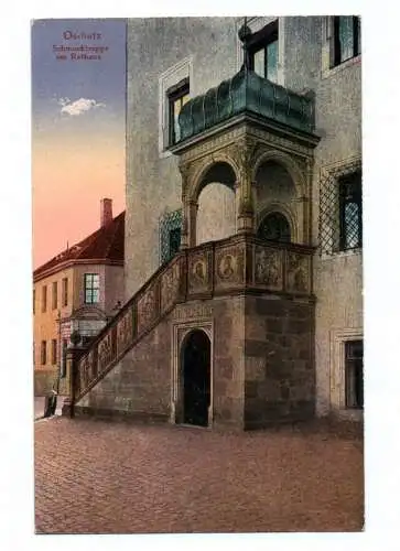 Ak Oschatz Schmucktreppe am Rathaus 1926