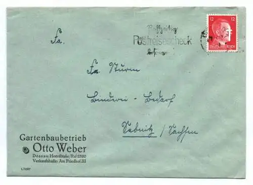 Alter Firmen Brief Gartenbaubetrieb Otto Weber Dessau