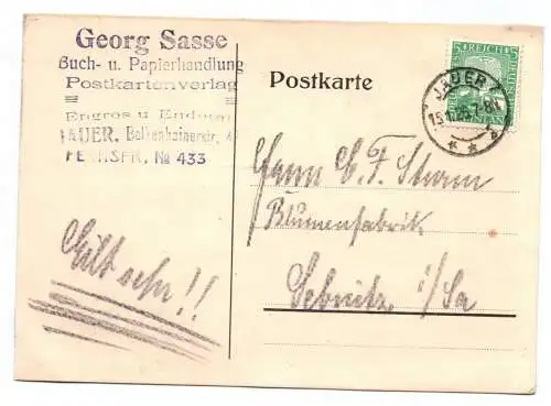 Firmen Postkarte 1925 Georg Sasse Jauer Schlesien