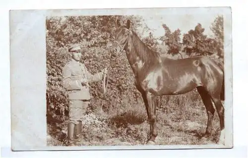 Foto Ak Husar Großenhain Sachsen mit Pferd 1 Wk