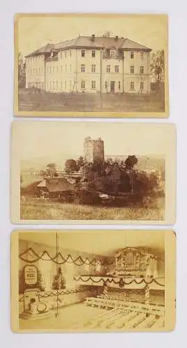 CDV Foto Burg Haus um 1870 Festsaal Orgel 3 Stück