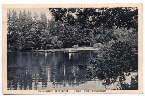 Ak Greiffenberg Schlesien Sanatorium Birkenhof Teich und Parkansicht 1926