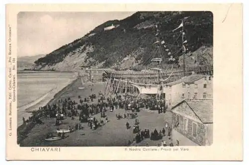 Litho Ak Chiavari II Nostro Cantiere Pronti pel Varo Italien um 1900