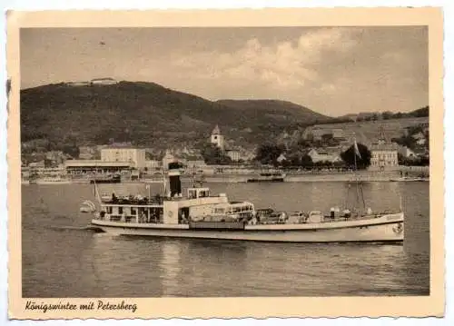 Ak Königswinter mit Petersberg Fähre Schiff Rhein 1955