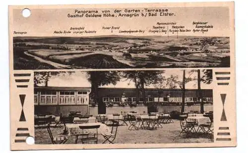 Ak Arnsgrün bei Bad Elster Gasthof Goldene Höhe Panorama von der Gartenterasse