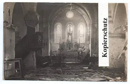 Foto Ak Amifontaine zerstörte Kirche von Innen Altar 1 Wk france