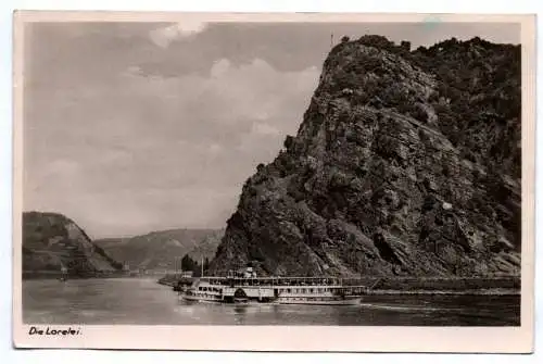 Echtfoto Ak Raddampfer auf Rhein Die Lorelei 1950er Dampfschiff