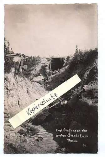 Foto Ak englische Stellung Schützengraben Straße Laon Reims 1 Wk Front