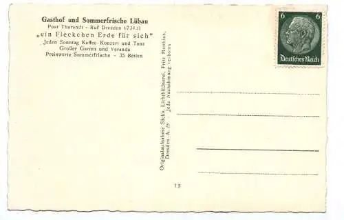 Ak Gasthof Lübau Garten Ansicht 1930 er Postkarte Rabenau